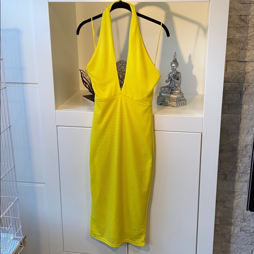 Misguided yellow halter dress